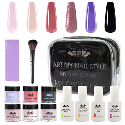 AINAIL Dipping Powder Nail Kit Acrylic with 6 Color Mysterious Journey