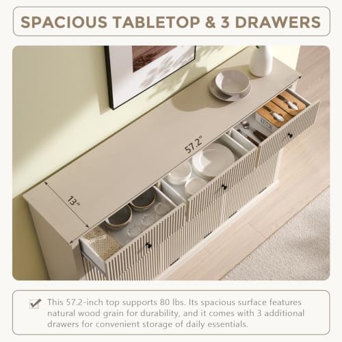Image of IFBUY Triple Tilt Out Laundry Hamper Cabinet, Trash Can Cabinet, Cream