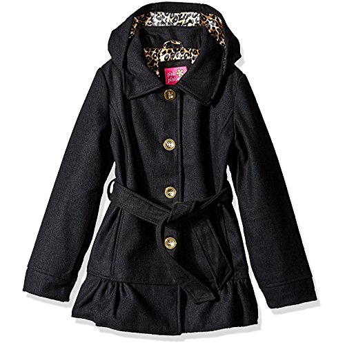 Pink Platinum Girls' Belted Ruffle Bottom Wool Jacket
