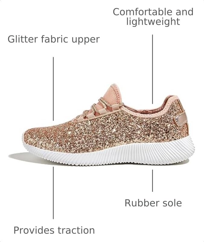 Image of K KIP WOK Fashion Glitter Sneakers for Womens Silp On Running Shoes Lightweigt Tennis Walking Sneakers