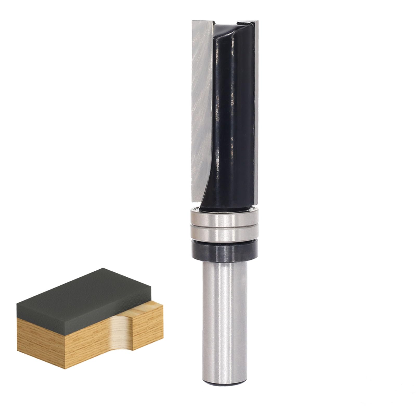 Pattern Flush Trim Router Bit 1/2 Inch Shank, 3/4" Cut Dia, 2" Cutting Length, Top Bearing Template Flush Straight Cut Trim Router Bit, for Woodworking Trimming
