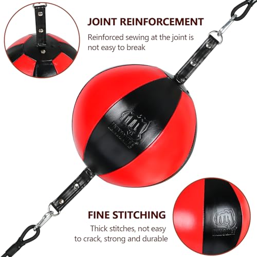 InnoLife Double End Punching Ball Striking Punching Bag Kit, Speed Striking Reflex Kit with Bungee Cords Perfect for Reaction, Agility, and Hand Eye Coordination Training (Black & Red) - Thumbnail 4