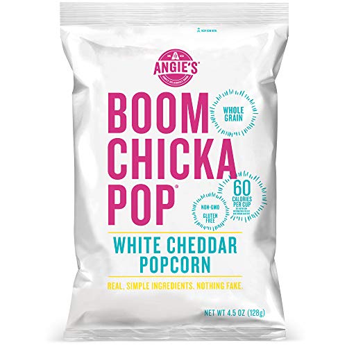 Angie's BOOMCHICKAPOP White Cheddar Popcorn, 4.5 Ounce Bag, Pack of 12