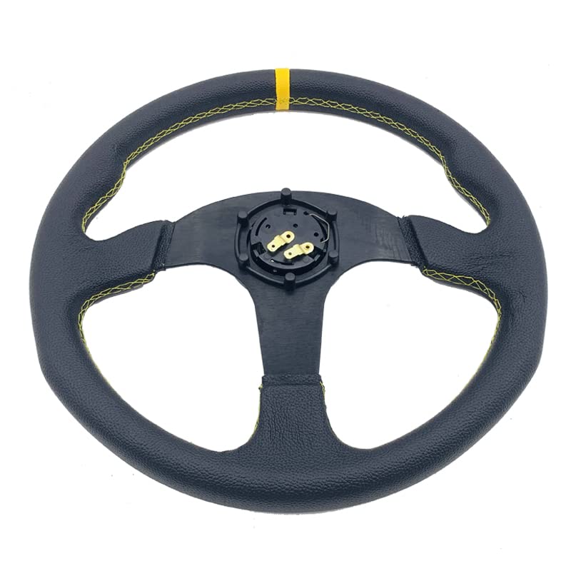 Sport Stuurwiel Universeel 350 mm 14 inch Auto Racing Stuur PVC Lederen Aluminium Houder Sport Stuurwiel met Logo Hoorn Knop Houten Stuur (Kleur: Roze Strepen