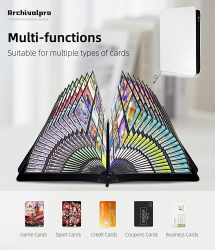 Image of Premium 16 Pocket Card Binder, Holds 1024 Cards for MTG TCG Sports Game Cards(White,16 Pocket) | Large-capacity side-loading binder with zipper. No-ring design holds 1024 cards in clear pockets.