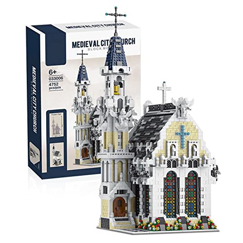 Bausteine Haus Bausatz Gotische Kirche Architektur Modell, 4752 Teile Europäische Straßenansicht Modulares Haus Bausatz…