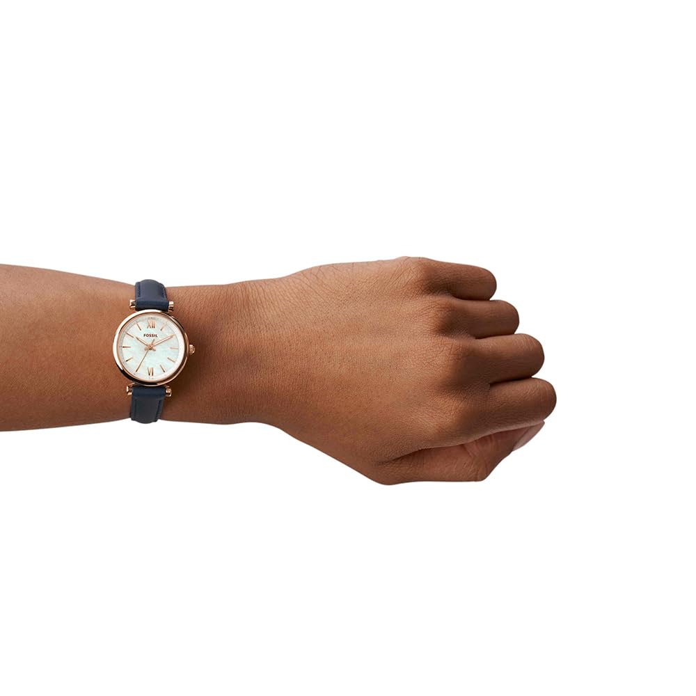 Fossil Orologio Carlie da donna, Movimento al quarzo a tre lancette con cinturino in pelle