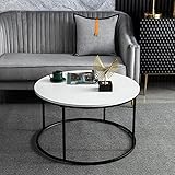 White Round Coffee Table for Living Room, Bedroom and Office, Modern Cocktail Table, Accent Side...