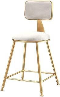 SYDDP Bar Stools Dining Chairs Bar Stools Upholstered Dining Chairs with Backrest for Kitchen/Pub |Gold Metal Legs |White Velvet Cushion Barstools |Max Load 200kg (Size : 45cm) - coolthings.us