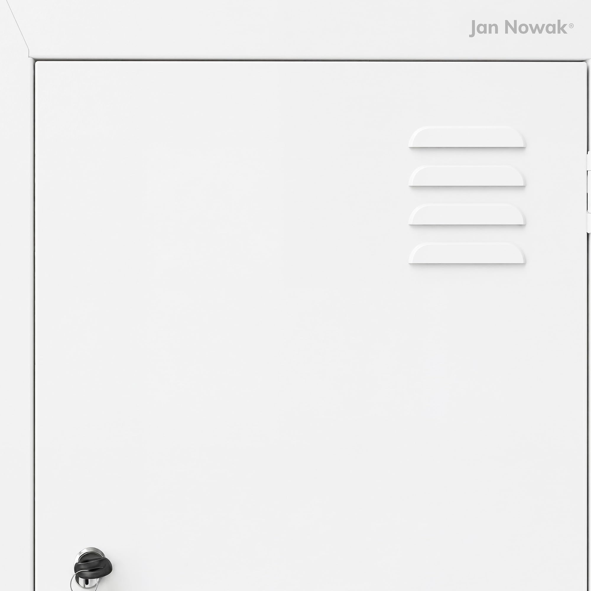 Jan Nowak szafa ubraniowa metalowa socjalna pracownicza BHP 4 skrytki typu L drążek na wieszaki zamek wentylacja stalowa do szatni warsztatu zaplecza firmy 185 x 80 x 40 cm