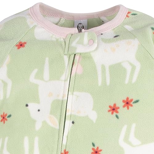 Image of Gerber Baby Girl & Toddler 2-Pack Loose Fit Fleece Footed Pajamas