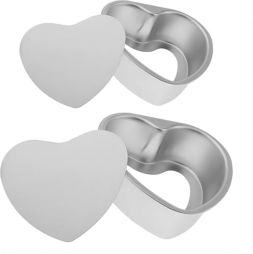 Moldes para pasteles en forma de corazón, 2 unidades, 8 y 6 pulgadas, juego de moldes de aluminio profundo con parte inferior extraíble, herramienta