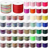 Timgle 50 Colors Nylon Cord 0.8 mm DIY Nylon String for Bracelets Chinese Knotting Cord Colorful Waxed Thread Kumihimo Macrame Cord Macrame Jewelry Making 27 Solid 23 Segment Color