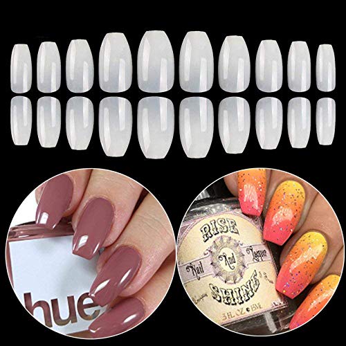 Coffin Fake Nails Tips Acrylic False Nail Btartbox 600Pcs Natural Artificial Full Cover Ballerina Nails 10 Sizes #TOP11
