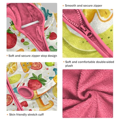 Cute Letters Fruits Girls Fleece Jacket Girls Fall Jacket Girl Coats Zip Up Hoodie Children Sherpa Warm Outerwear 2-10T3