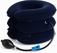 Vista 9 de Dispositivo de tracción cervical para alivio del cuello del nervio pellizcado recomendado por quiropráctico, estirador de cuello inflable, soporte