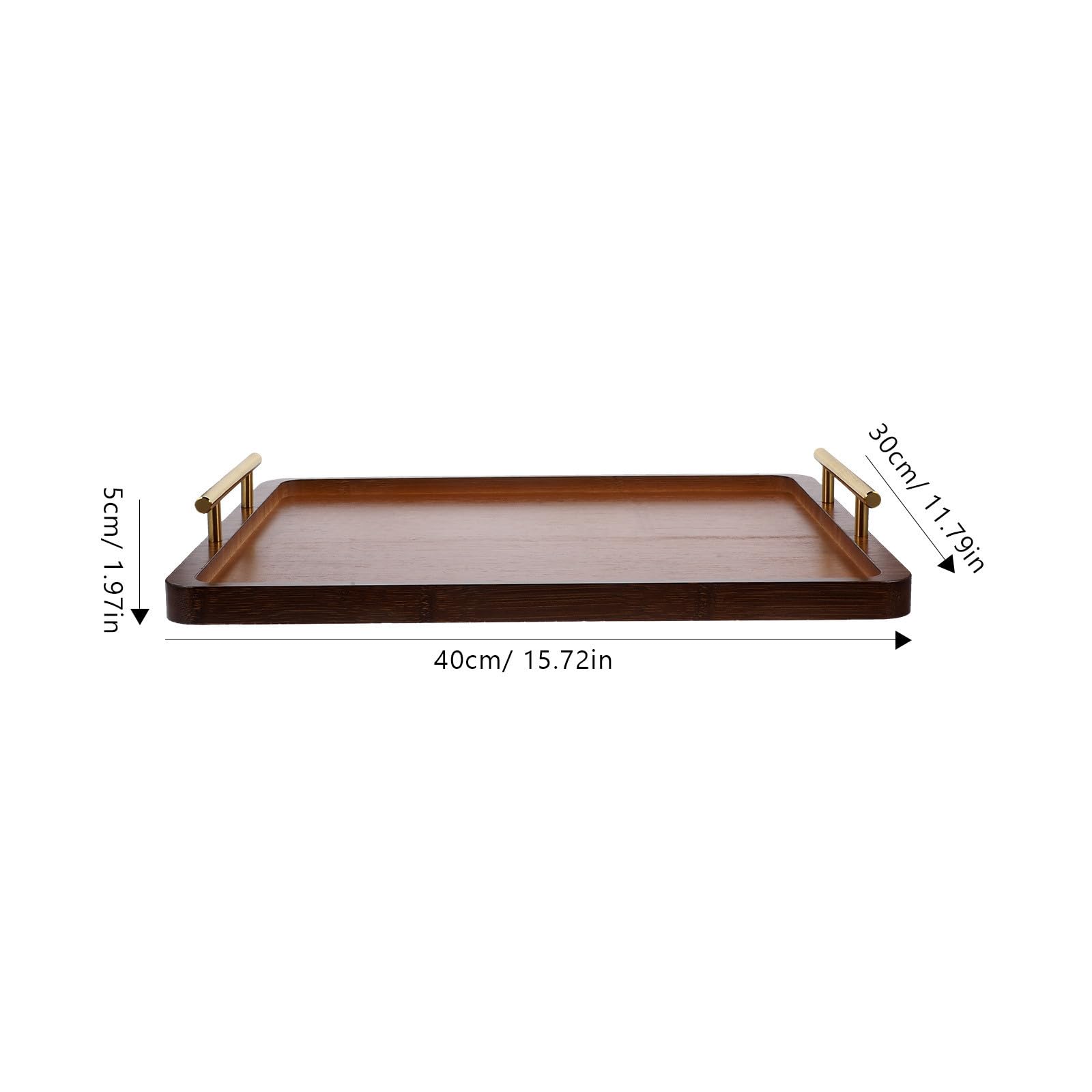 Gatuida Vassoio Rettangolare con Manici, Multiuso per Servire Snack e Frutta, Vassoio Decorativo Marrone per Intrattenere Ospiti, 40x30cm