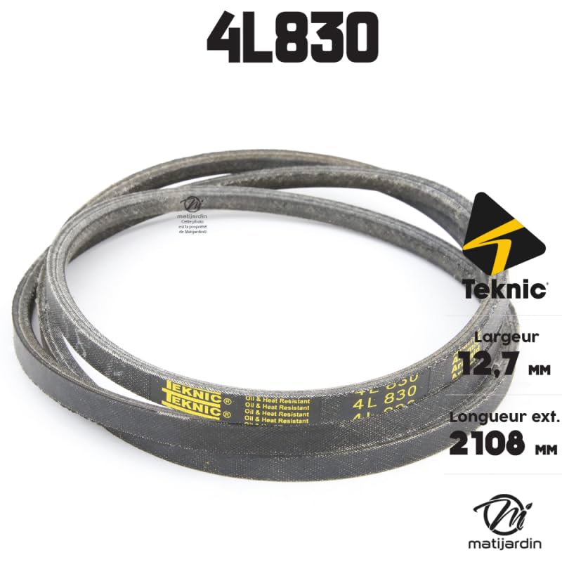 Matijardin - Courroie tondeuse 4L830 compatible avec Kevlar Trapézoïdale 12,7 mm x 2108 mm