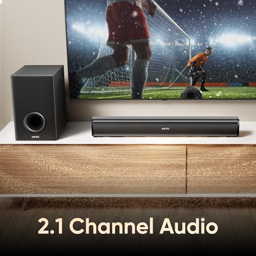 Image of Mivi Nex 150 Soundbar with Subwoofer | 150W Home Theater Speaker | 2.1 Channel Sound Bar for Smart TV | Bluetooth v5.3 | HDMI, ARC, Coaxial & USB Speaker Home Theatre | Made in India (Black)