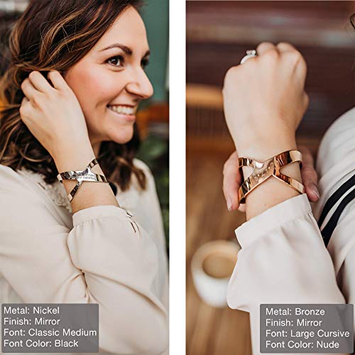 8Th Anniversary Personalized Infinity Cuff Bracelet In Real Bronze, Nickel, Gold, Or Copper, Bangle Bracelet, Hand Stamped, Custom Cuff Bracelet, Coordinate Bracelet, Gps Bracelet - Custom Gifts #TOP6