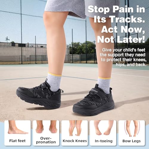 Boys Girls Kids Orthopedic Tennis Shoes: Wide Toe Box Comfortable Casual Plantar Fasciitis Arch Support Athletic Running Sneakers, Orthotic School Sports Walking Shoes for Foot and Pain Relief4