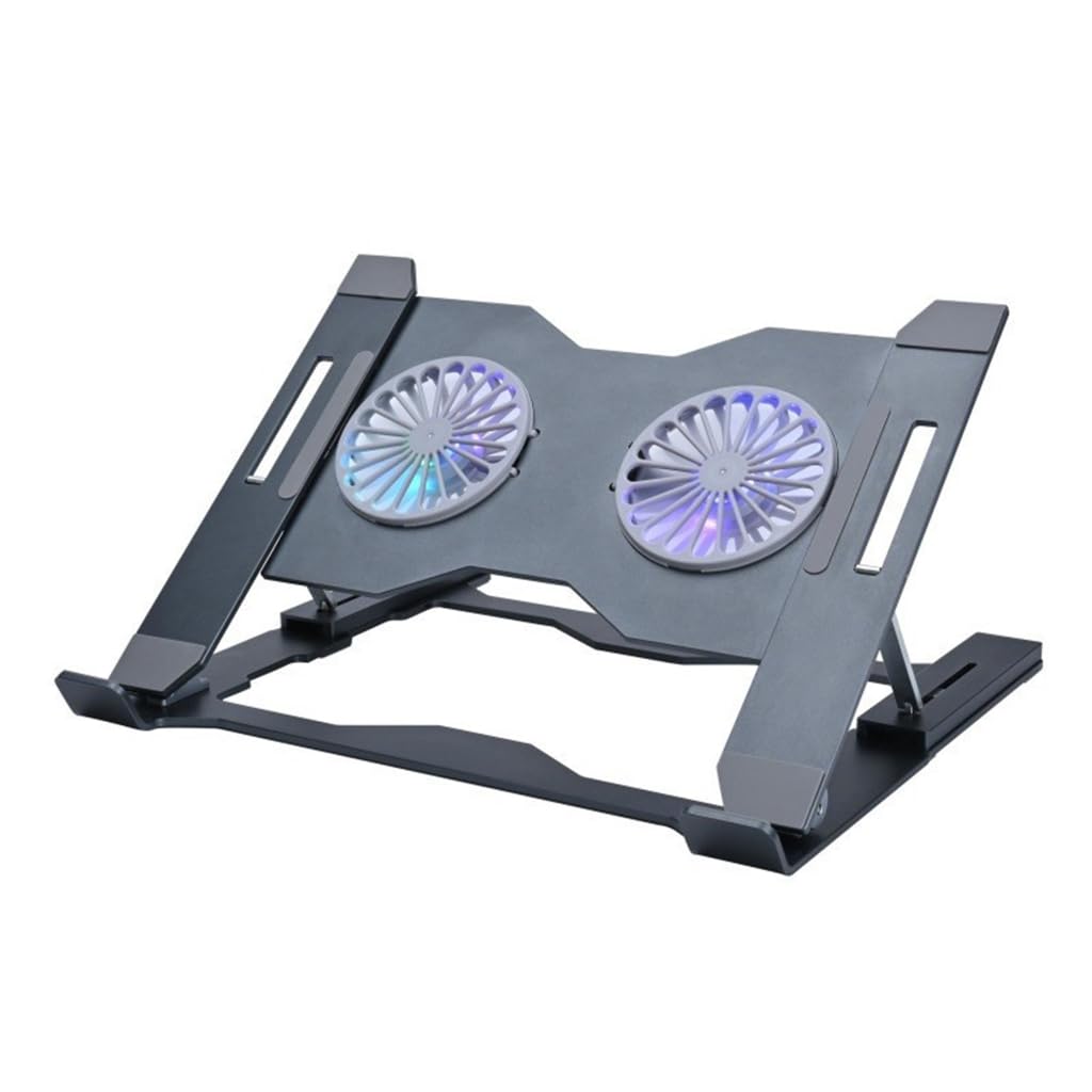 Soporte ergonómico para portátil con ventilador grande y soporte en ángulo Almohadilla de refrigeración de aluminio