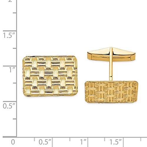 Mancuernillas de hombre en oro amarillo sólido 14k 14mm x 19mm miniatura 2