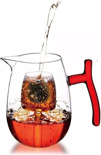 Tetera de cristal con punta roja, ideal para la oficina o el hogar, también para preparar café y productos lácteos, 13.5 fl oz