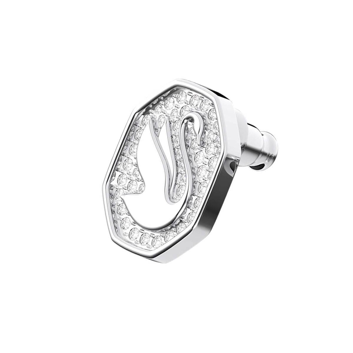 Swarovski Kolczyki zapinane na sztyft Signum, Swan, Białe, Powłoka z rodu