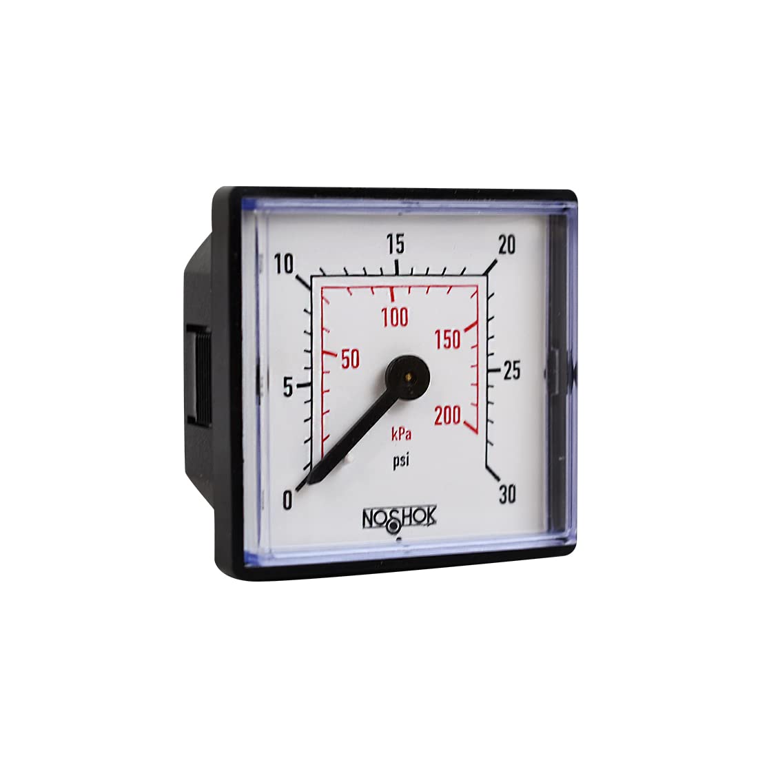 NOSHOK 100 Series Square ABS Dual Scale Dial Indicating Pressure Gauge with Panel Mount, 2" Dial, +/-2.5% Accuracy, 0-30 psi Pressure Range-image-29