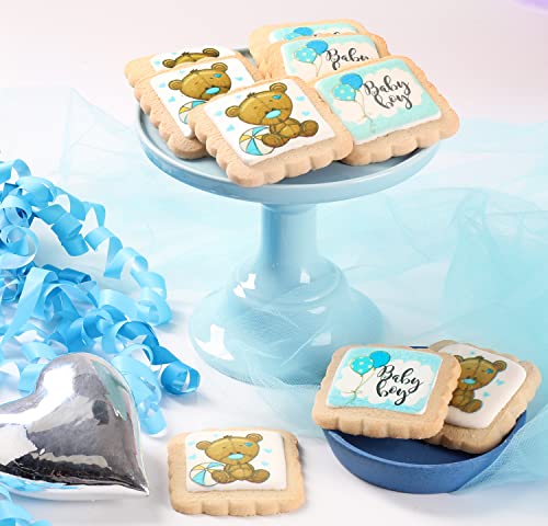 Image of Baby Shower Cookies Baby Boy 24 PACK Dessert Table Party Favors Decorated Individually Wrapped Sugar Cookies Gift