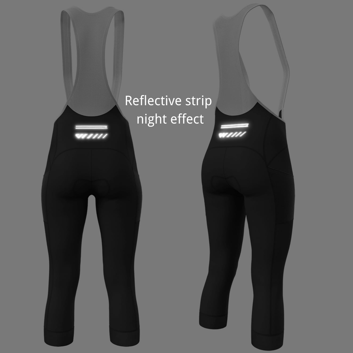 Lo.gas Pantaloni da Ciclismo Donna 3/4 Imbottiti–Salopette Elasticizzata con Tasche,Traspiranti e Vita Alta,Antiscivolo,per Uso Quotidiano e Tour