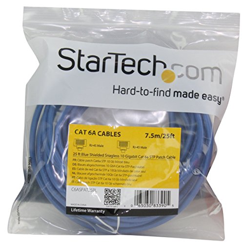 StarTech.com 25ft CAT6a Ethernet Cable, 10 Gigabit Shielded Snagless RJ45 100W PoE Patch Cord - Image 3