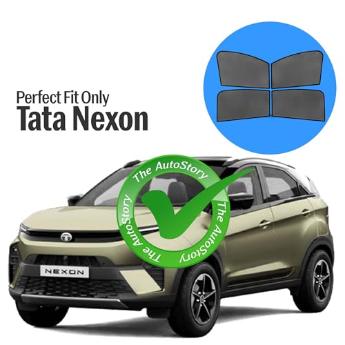 Image of AutoStory Custom Fit Black Mesh Car Sunshade for Tata Nexon | UV & Heat Protection Car Window Curtains | Privacy Car Sun Shade | Breathable Vehicle Specific Side Window Shades