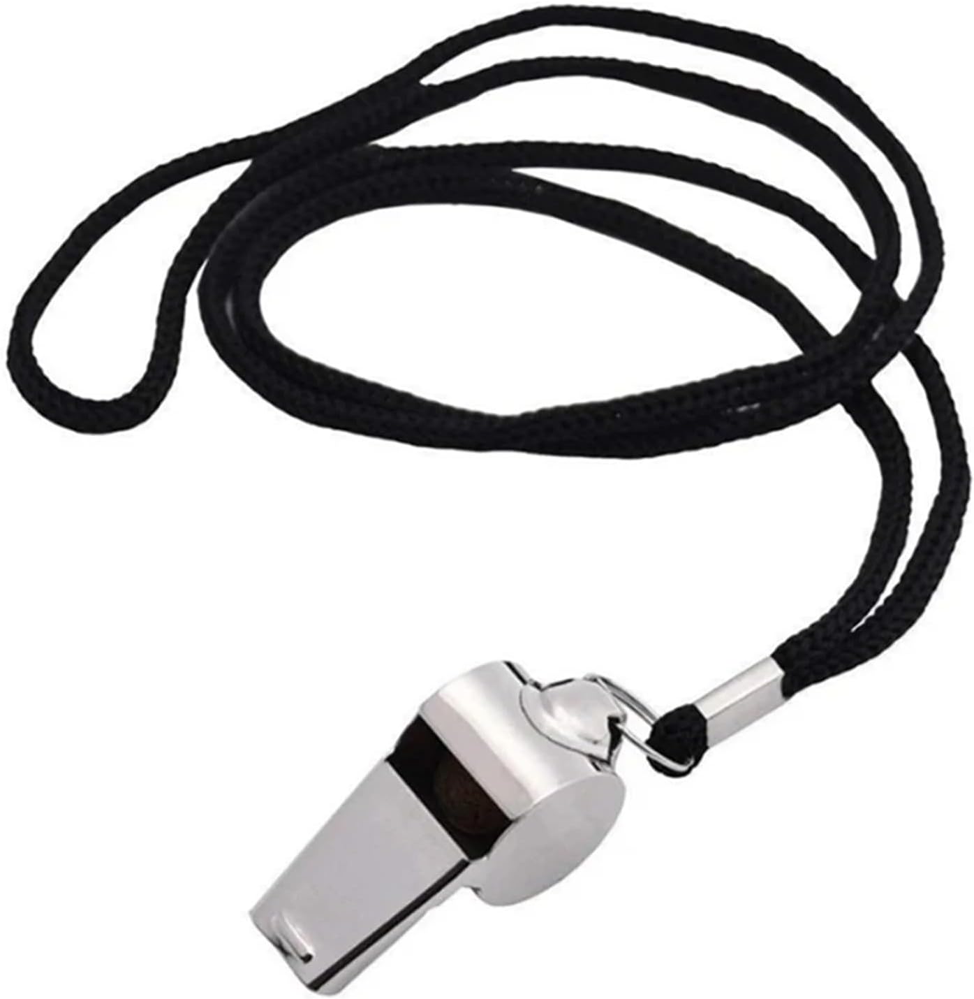 Emergency Whistle 24Pc Stainless Steel with Black Lanyard Rope for Outdoor Sports 4.6 * 1.8 2.1cm