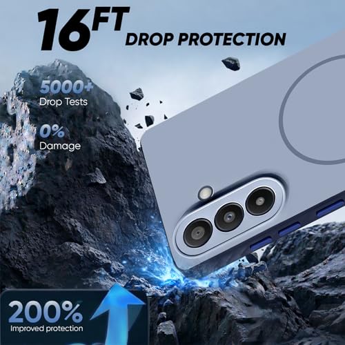 Image of KARWAN Slim Shockproof Back Case Cover Compatible with Samsung Galaxy S24FE,Dual Layer Armor Protection with Matt Finish, Heavy Duty Cover with Magnetic MagEase Wireless Charging (Blue)