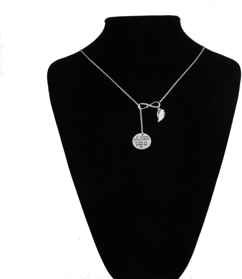 Memorial Jewelry Sympathy Gift A Piece of My Heart Lives In Heaven Lariat Y Necklace Loss Jewelry Gift - Image 3