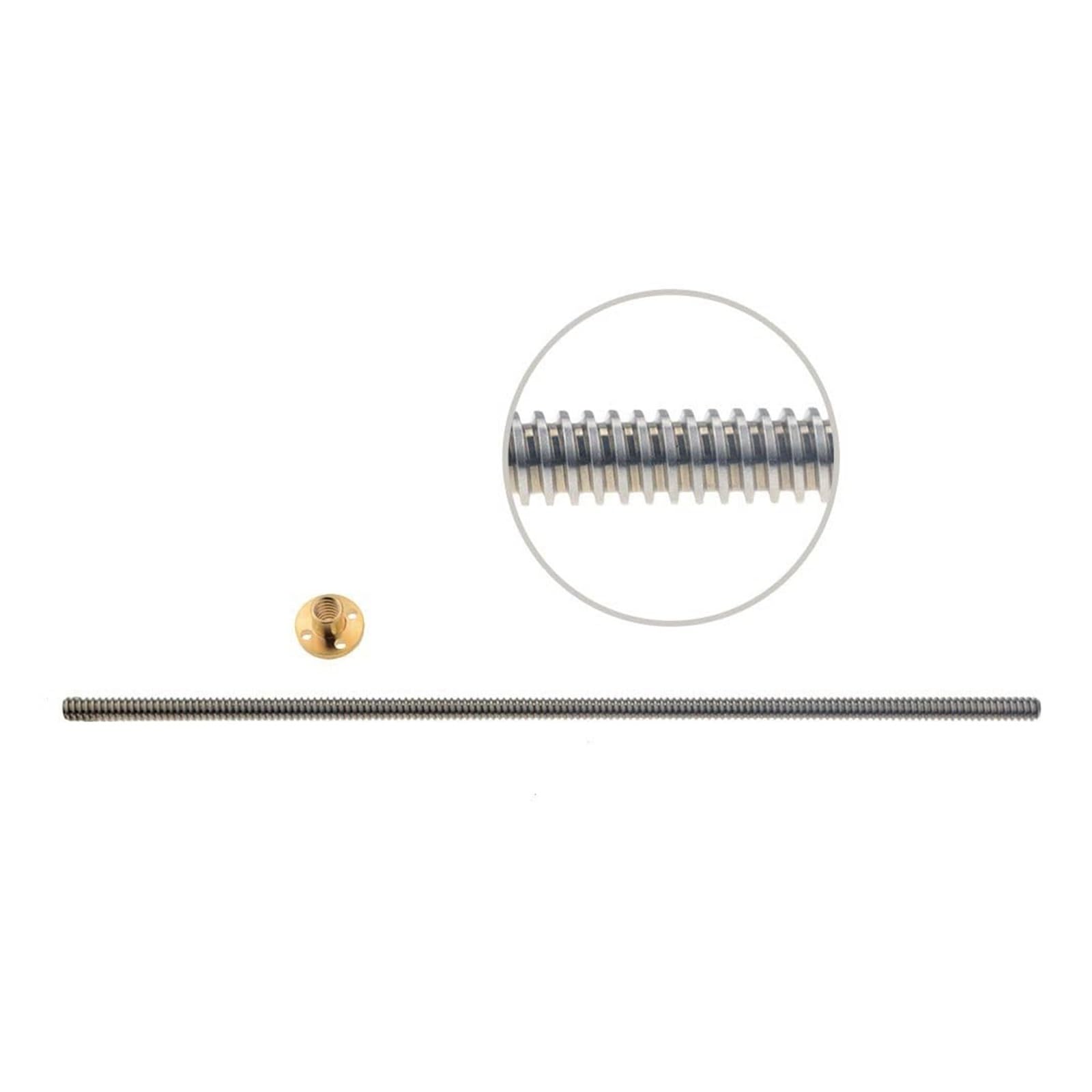 1 szt. Części do drukarek 3D Śruba pociągowa T6, skok 1 mm, długość 1 mm, śruby trapezowe ze stali nierdzewnej 100 mm-1000 mm z nakrętką miedzianą(1000mm)