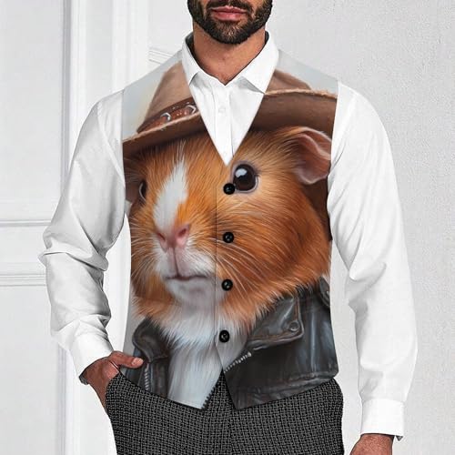 Capybara Men's Suit Vests Business Formal Dress Vest V-Neck Waistcoat for Wedding Casual2