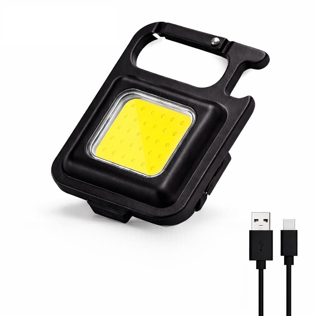 Rechargeable COB LED Keychain Flashlight, Portable Mini Work Light with Magnet, Foldable Stand, Carabiner, Bottle Opener & Tripod Mount, Compact Camping Emergency Torch (Pack of 1)-image-17