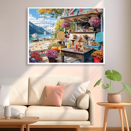 Rompecabezas de 2000 Piezas para Adultos, Puzzle de Playa con Perros y Flores, 39" x 28" miniatura 6