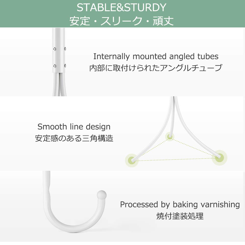 Zanflare Coat Rack Coat Tree Hat Hanger Holder 11 Hooks for Jacket Umbrella Tree Stand with Base Metal (White)