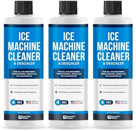Essential Values Ice Machine Cleaner and Descaler 16 fl oz Descaler | Ice Maker Cleaner Compatible with All Major Brands (Scotsman, KitchenAid, Affresh, Opal, Manitowoc) (3 pack)