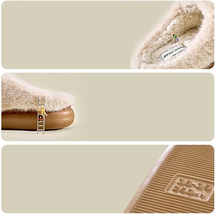 Pantuflas Mujer Suaves Cómodas Algodón Invierno Exterior Interior Suela Gruesa miniatura 5