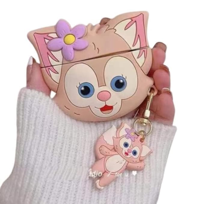 Image of Dezet Cute Soft Silicone Pouh Case for Airpods Pro GEN-2 (2022) � 3D Cartoon Animal Character Cover with Keychain Ring, Shockproof & Dustproof Protective Case for Kids & Girls (CAT CASE)