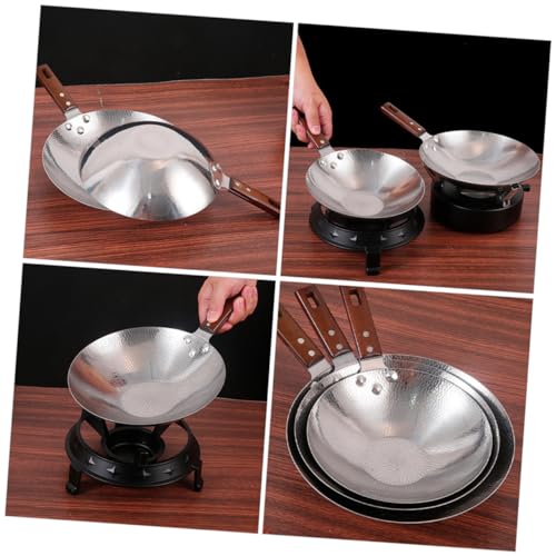 Wok de acero inoxidable con mango de madera miniatura 3