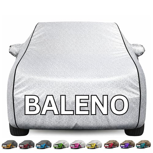 Image of Kayme Premium Silver Baleno Car Cover Waterproof for (All Models & Variants - Petrol, Diesel, CNG & EV) |Speacially Custom Fit with Mirror Pockets |All-Weather Protection - Outdoor Car Body Cover