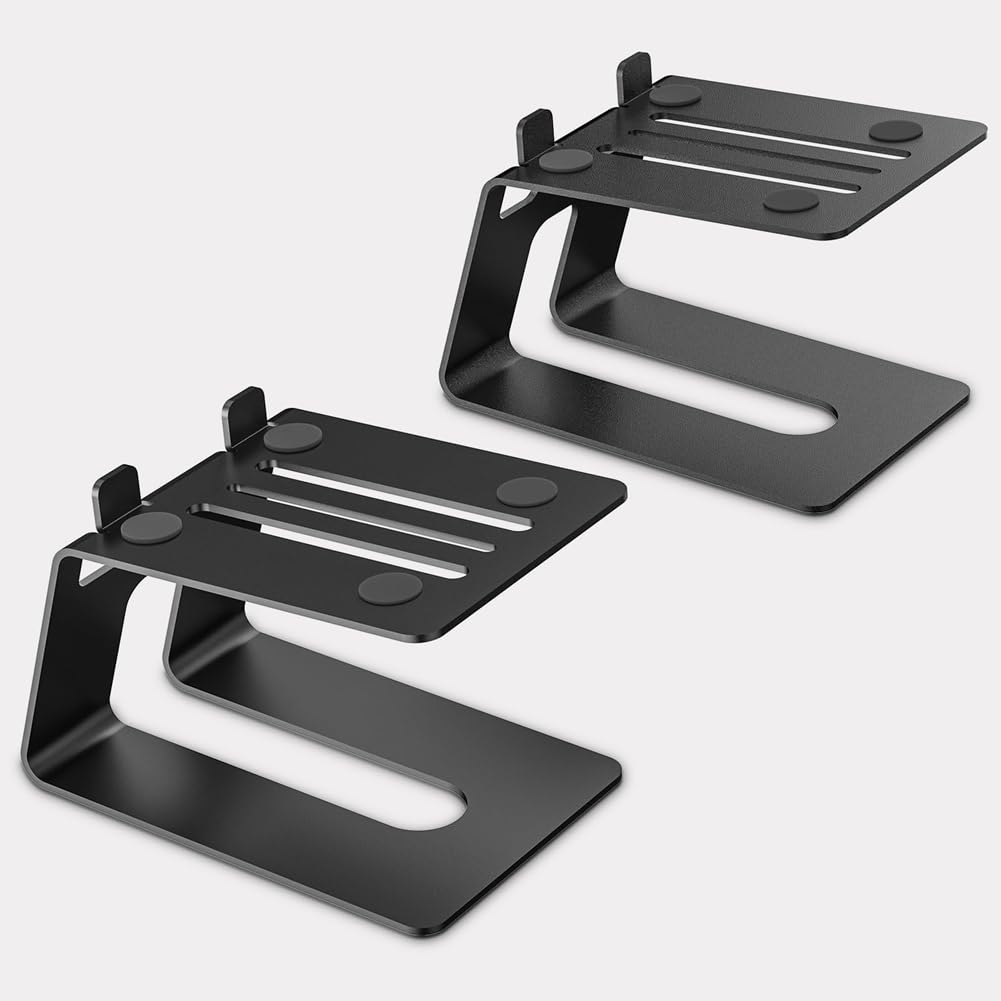 Soportes para Altavoces de Escritorio, 1 Par, Elevador para Monitor de Estudio con Almohadilla Amortiguadora de Vibraciones y Diseño de Inclinación de 5° Mejorado
