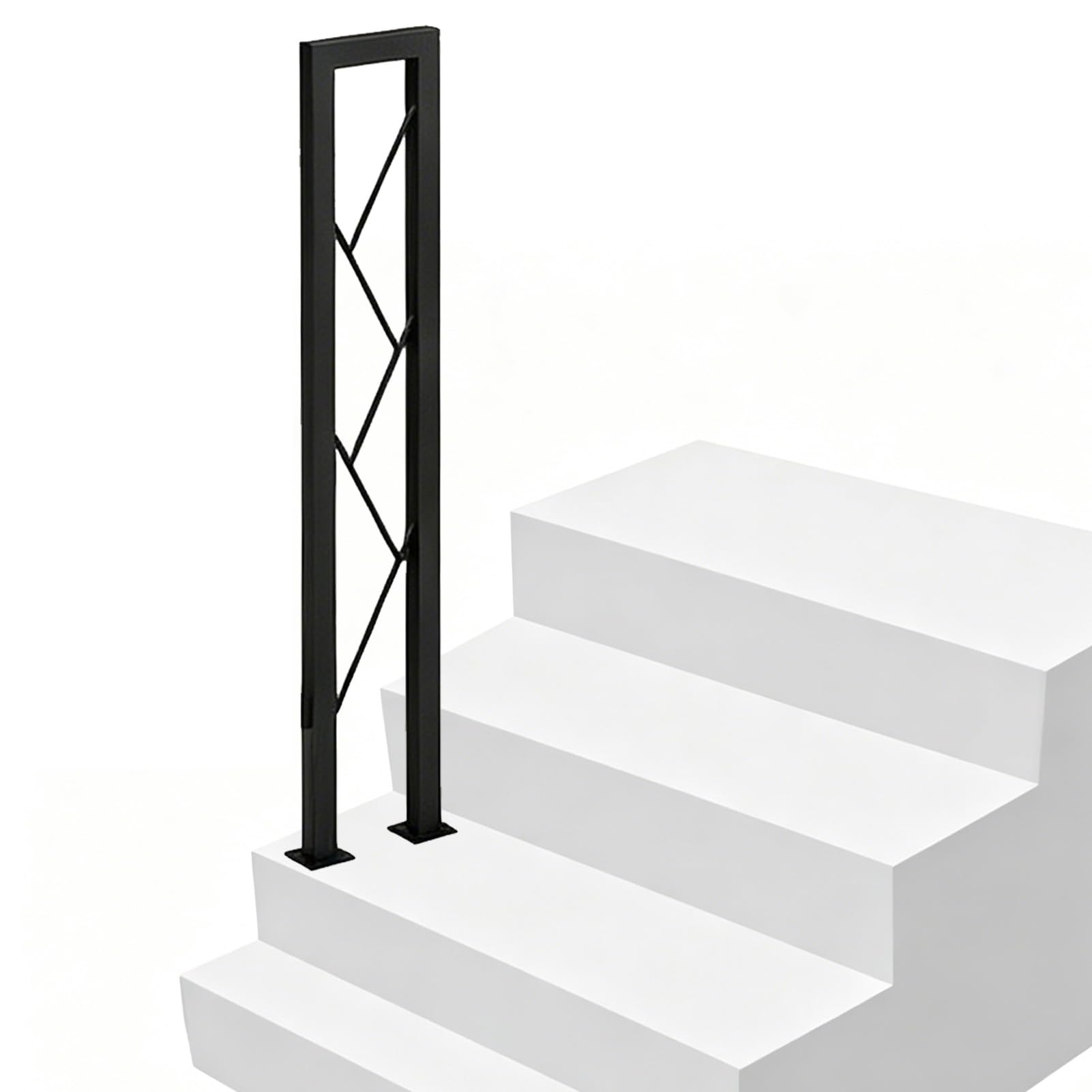 Stairs Banister Handrails Support Rail for 1 Step, Handrails for Indoor and Outdoor Stairs, Wrought Iron Galvanized Tube Grab Bar, Black(90cm/35in)