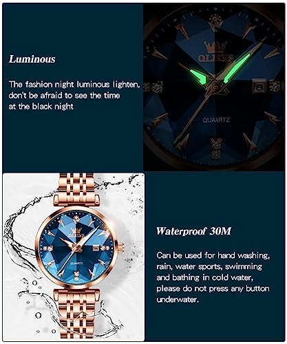 OLEVS-Women-Watches-Simple-Dress-Ladies-Watch-Rose-Gold-Stainless-Steel-Watch-Waterproof-Quartz-Date-Luxury-Diamond-Small-Wristwatch-Fashion-Analog-Female-Reloj-Mujer-Blue-White-Green-Red-Yellow-Face 51wbmMSQCVL